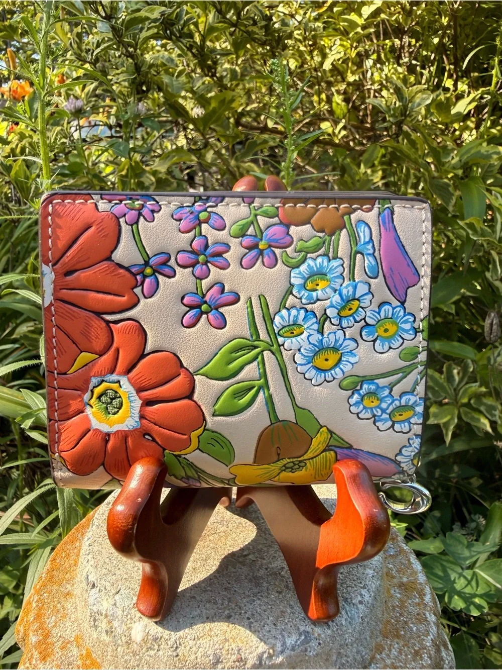 Coach Floral Leather Snap Wallet CR796